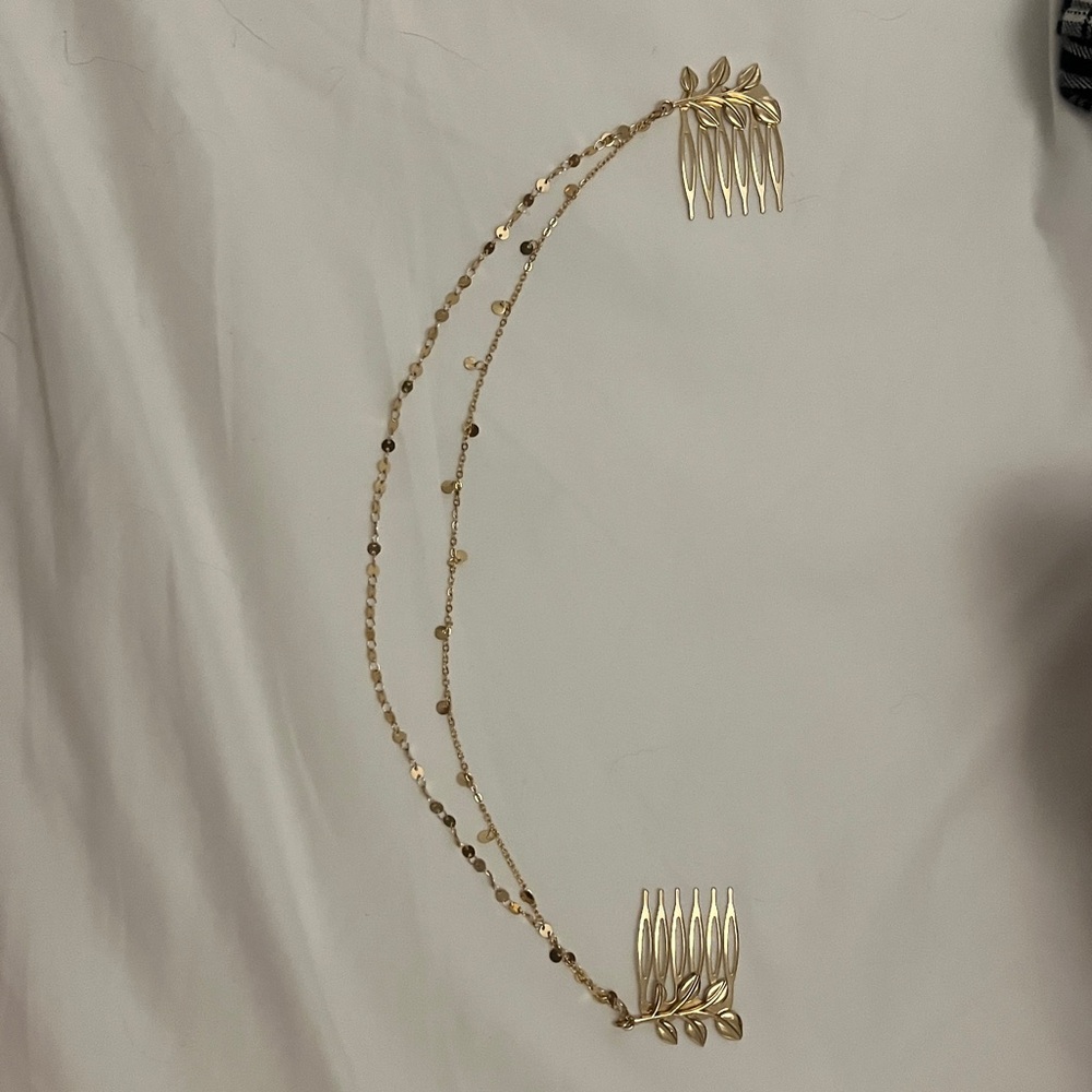 Gold Leaf Hair Comb Accessory